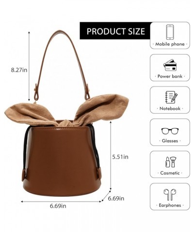 Bucket Bag for Women Small Vegan Leather Drawstring Shoulder Handbags Hobo Crossbody Bag with 2 Detachable Straps Brown $14.3...