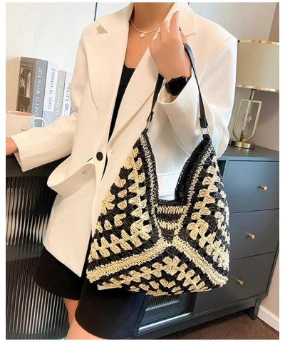 Women's Straw Tote Bag Bohemia Straw Handag Beach Bag Weaving Shoulder Bag Handbag Woven Tote Bags Purse In Summer Black $12....