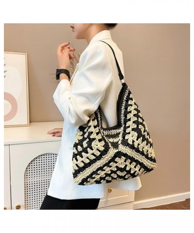 Women's Straw Tote Bag Bohemia Straw Handag Beach Bag Weaving Shoulder Bag Handbag Woven Tote Bags Purse In Summer Black $12....