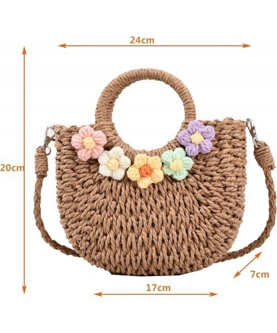 Summer Woven bag for women, 2023 Portable Straw Woven Handbag, Cute Flower Handbag Khaki $15.89 Satchels