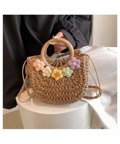 Summer Woven bag for women, 2023 Portable Straw Woven Handbag, Cute Flower Handbag Khaki $15.89 Satchels