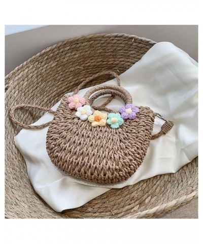 Summer Woven bag for women, 2023 Portable Straw Woven Handbag, Cute Flower Handbag Khaki $15.89 Satchels