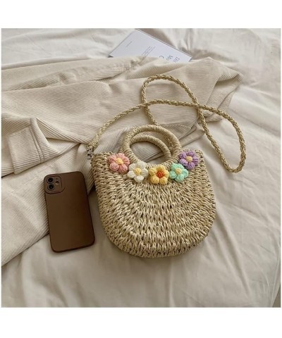 Summer Woven bag for women, 2023 Portable Straw Woven Handbag, Cute Flower Handbag Khaki $15.89 Satchels