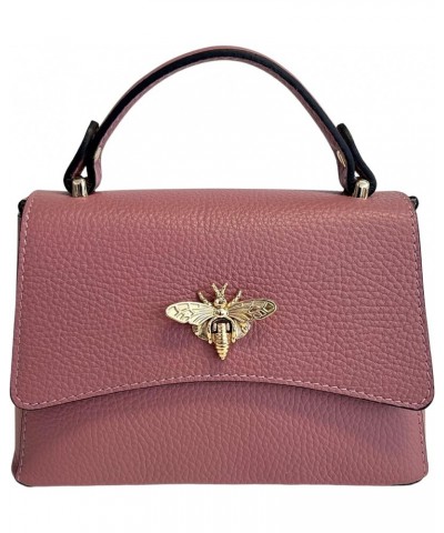 Women's Real Leather Shoulder Bag with Bee Closure 20 x 7 x 14 cm Winter Rose $90.30 Shoulder Bags