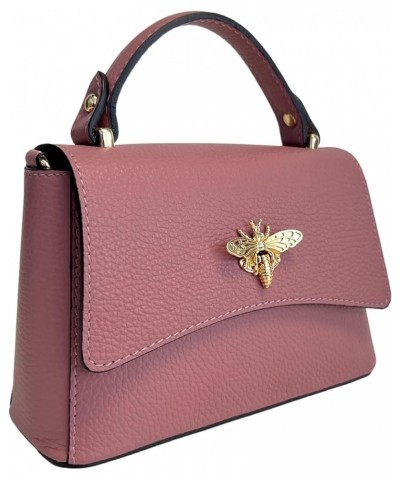 Women's Real Leather Shoulder Bag with Bee Closure 20 x 7 x 14 cm Winter Rose $90.30 Shoulder Bags