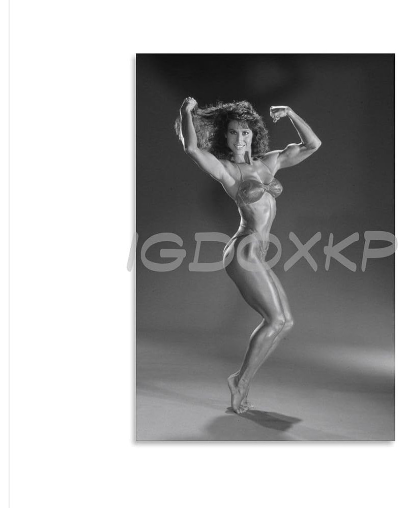 Black And White Poster of Bodybuilder Rachel McLish Working Out (3) Canvas Poster Bedroom Decor Office Room Decor Gift Frame-...