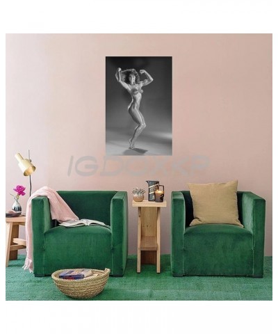 Black And White Poster of Bodybuilder Rachel McLish Working Out (3) Canvas Poster Bedroom Decor Office Room Decor Gift Frame-...