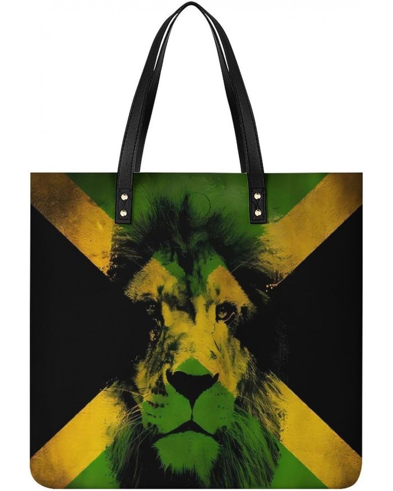 Rastafari Reggae Jamaica Fla Women Tote Bags Top Handle Satchel Handbags PU Faux Leather Tassel Shoulder Purse $22.41 Totes