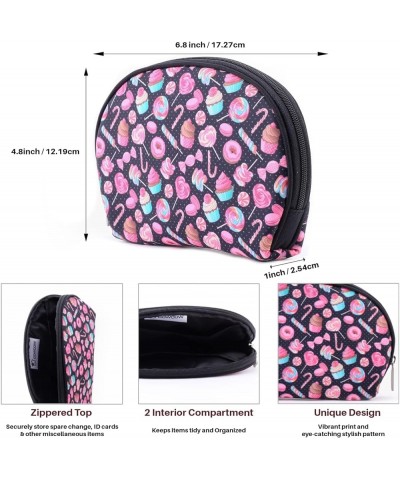 Womens Light Tan Lollipop Candy Macaroon Cupcake Donut Accessory Pouch One Size Black $10.70 Clutches