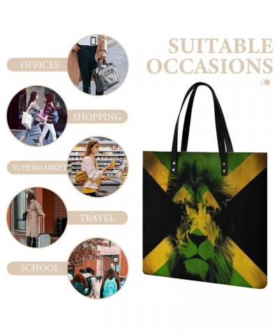 Rastafari Reggae Jamaica Fla Women Tote Bags Top Handle Satchel Handbags PU Faux Leather Tassel Shoulder Purse $22.41 Totes