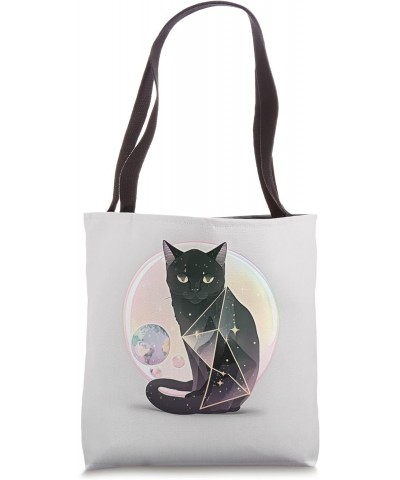 Witchy Cute Black Cat Kawaii Crystal Pastel Goth Moon Phases Tote Bag $12.71 Totes