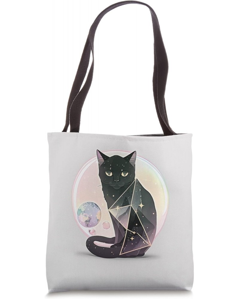 Witchy Cute Black Cat Kawaii Crystal Pastel Goth Moon Phases Tote Bag $12.71 Totes