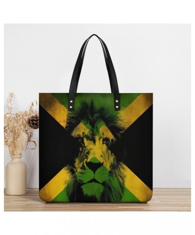 Rastafari Reggae Jamaica Fla Women Tote Bags Top Handle Satchel Handbags PU Faux Leather Tassel Shoulder Purse $22.41 Totes