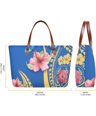 Women's Tote Bags Polynesian Flower 3D Printed Top Handle Satchel Handbags Shoulder Bags Polynesian Hibiscus Blue Butterfly $...