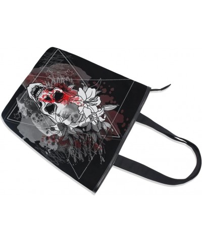 Tote Canvas Shoulder Bag Vintage Floral Skull Womens Handbag $9.60 Shoulder Bags