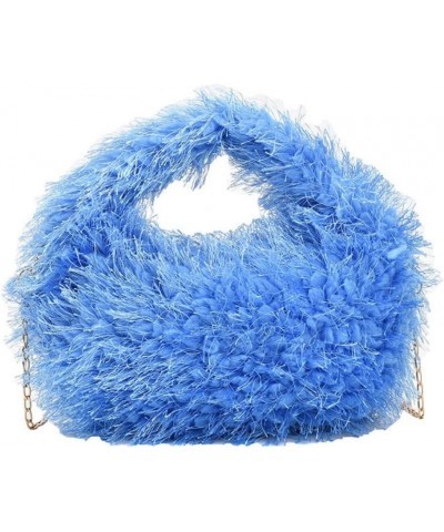 Small PlushTote Bag for Women Furry Bucket Shoulder Bag Mini Fluffy Crossbody Handbag Fuzzy Bags Purse In Winter Blue $13.23 ...