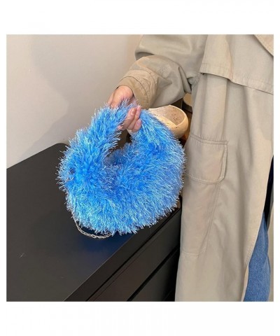 Small PlushTote Bag for Women Furry Bucket Shoulder Bag Mini Fluffy Crossbody Handbag Fuzzy Bags Purse In Winter Blue $13.23 ...