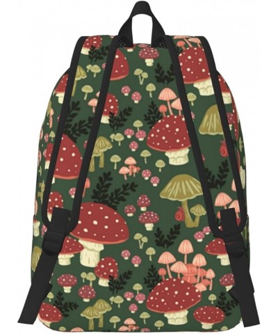 Bright Mushrooms Art Print Unisex Canvas Backpack Cute Backpack For Travel Sports Casual Aesthetic Backpack Black Small $17.6...