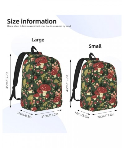 Bright Mushrooms Art Print Unisex Canvas Backpack Cute Backpack For Travel Sports Casual Aesthetic Backpack Black Small $17.6...