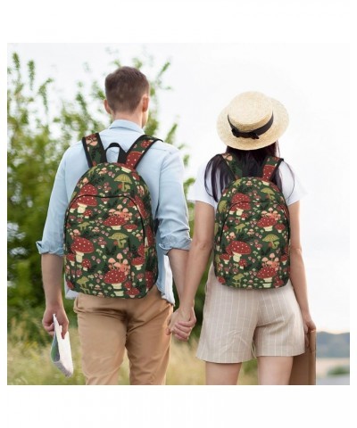 Bright Mushrooms Art Print Unisex Canvas Backpack Cute Backpack For Travel Sports Casual Aesthetic Backpack Black Small $17.6...