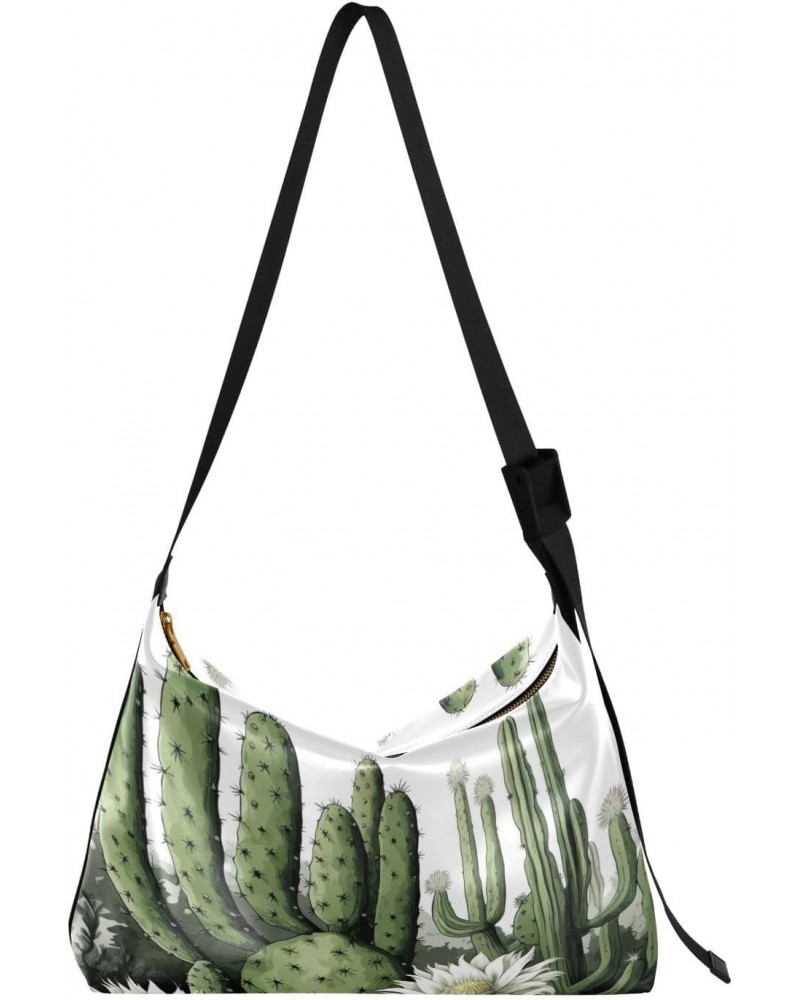 Cactus Plants Shoulder Bag for Women Waterproof PU Leather Hobo Bags Crossbody Purse with Zipper Closure $18.47 Shoulder Bags