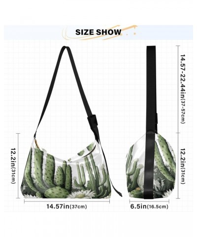 Cactus Plants Shoulder Bag for Women Waterproof PU Leather Hobo Bags Crossbody Purse with Zipper Closure $18.47 Shoulder Bags