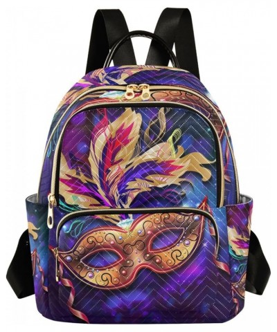 Mardi Gras Women Backpack Galaxy Masquerade Cool Travel Bag Compact Daily Bag Small $16.11 Backpacks