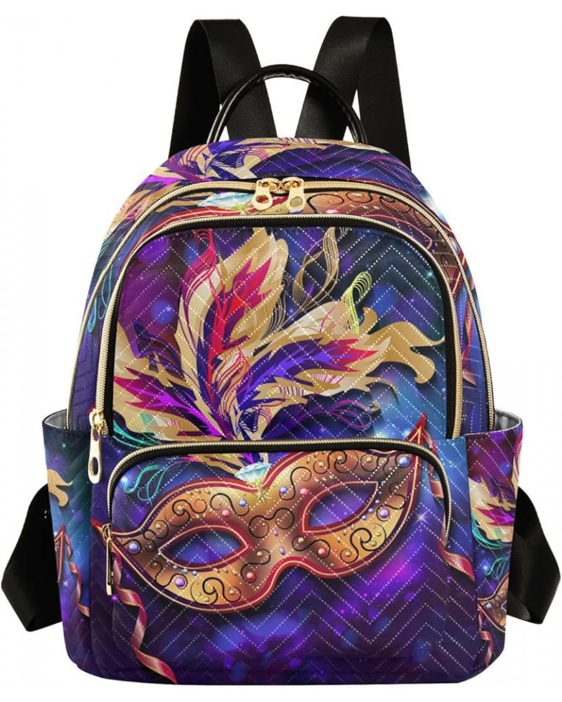 Mardi Gras Women Backpack Galaxy Masquerade Cool Travel Bag Compact Daily Bag Small $16.11 Backpacks