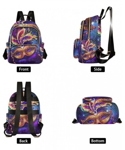 Mardi Gras Women Backpack Galaxy Masquerade Cool Travel Bag Compact Daily Bag Small $16.11 Backpacks