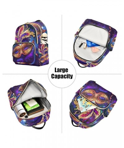 Mardi Gras Women Backpack Galaxy Masquerade Cool Travel Bag Compact Daily Bag Small $16.11 Backpacks