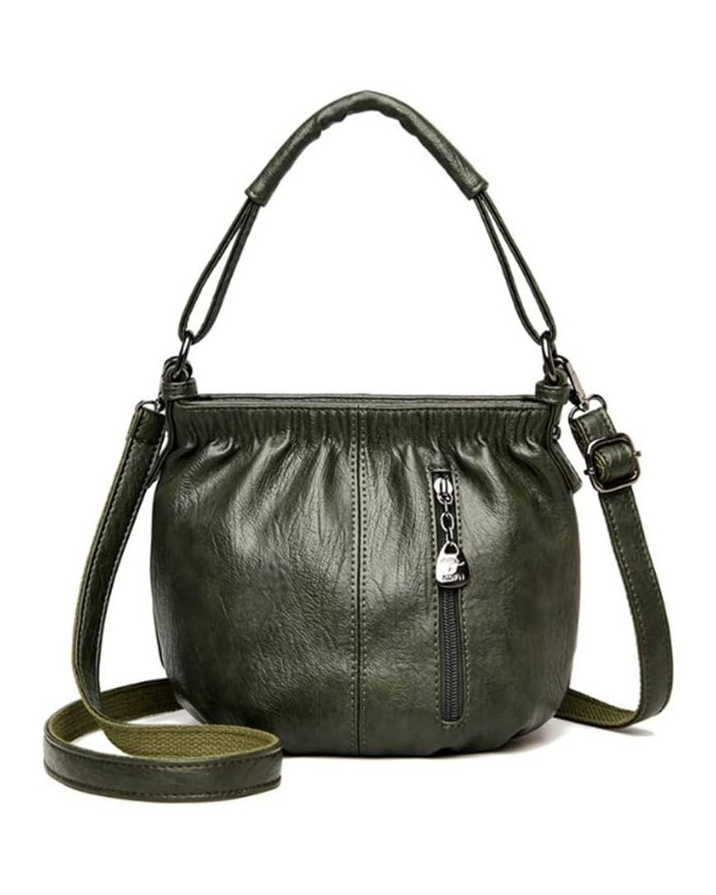 Clutch Bags for Women Small Crossbody Bags Bucket bags Soft Leather Handbag Purse Satchel-Black Green $23.40 Totes