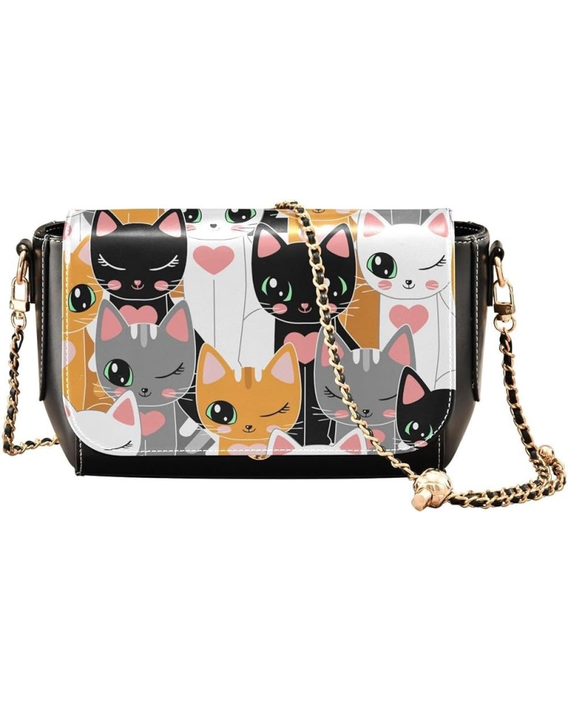 Cute Cat Women's Crossbody Handbags, PU Leather Flap Crossbody Bags, Women's Shoulder Handbag Purse Style19 $22.79 Crossbody ...