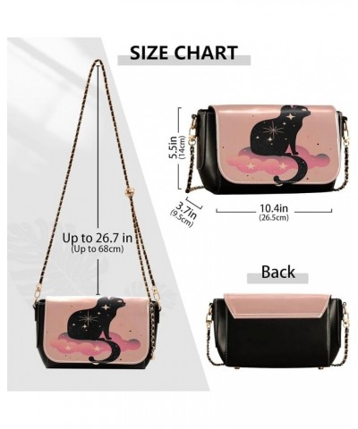 Leather Crossbody Bags, Colorful Owl in The Tree Crossbody Bag Black Wallet Phone Purses Chain Shoulder Bag Pattern 245 $16.4...