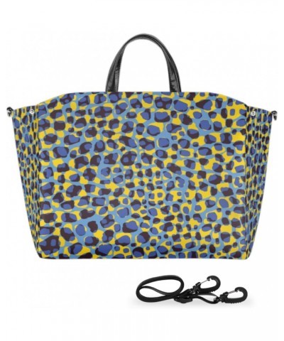 Leopard Print Large Tote Bag for Women Travel Should Bag Big Oversized Totes Waterproof Blue Yellow Crossbody Tote Bag with A...