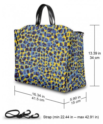 Leopard Print Large Tote Bag for Women Travel Should Bag Big Oversized Totes Waterproof Blue Yellow Crossbody Tote Bag with A...