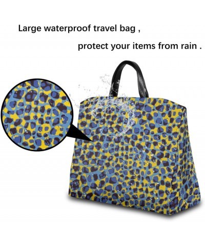 Leopard Print Large Tote Bag for Women Travel Should Bag Big Oversized Totes Waterproof Blue Yellow Crossbody Tote Bag with A...