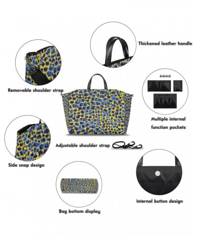 Leopard Print Large Tote Bag for Women Travel Should Bag Big Oversized Totes Waterproof Blue Yellow Crossbody Tote Bag with A...