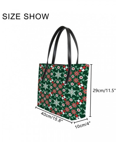 Shoulder Bag Tote Bags for Women Christmas Vintage Geometric Leather Shopper Work Handbags Large Casual Bag $21.49 Totes