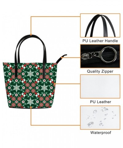 Shoulder Bag Tote Bags for Women Christmas Vintage Geometric Leather Shopper Work Handbags Large Casual Bag $21.49 Totes