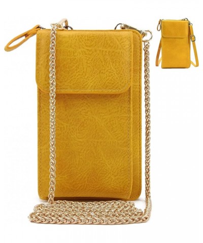 Small Crossbody Bags for Women Cell Phone Purse Wallet Women's Handbags with 2 Strap(Chain Strap+PU Leather Strap) Yellow(cha...