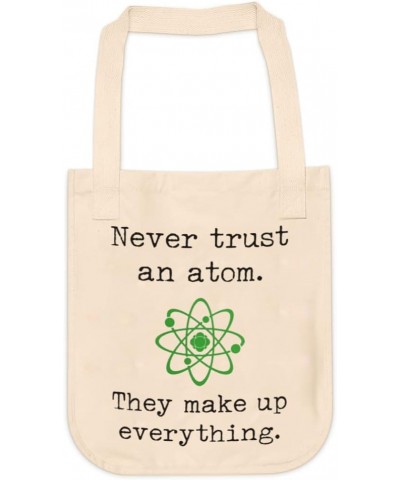 Never Trust Atoms Quote Tote bag for Women And Men Graphic Shoulder Bags Casual Cloth Purses and Aesthetic Handbags $22.20 Totes