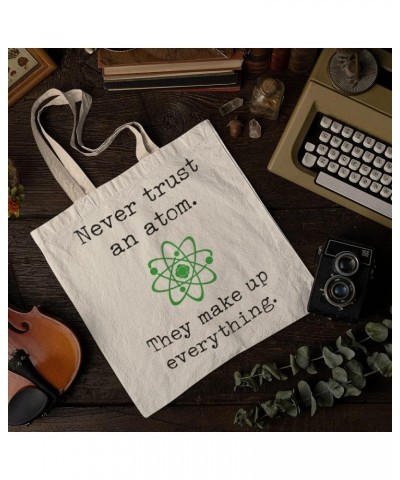 Never Trust Atoms Quote Tote bag for Women And Men Graphic Shoulder Bags Casual Cloth Purses and Aesthetic Handbags $22.20 Totes