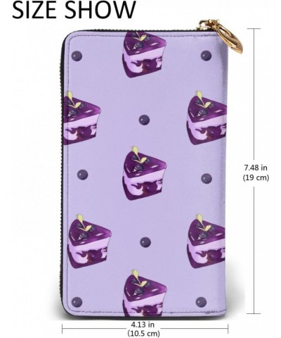 Blueberry Cake pattern Leather long clutch wallet : Comfortable, lightweight, waterproof, durable 7.48 x 4.13 in $27.27 Clutches