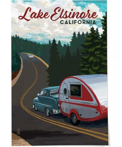 24x36 Inch Giclee Print, Lake Elsinore, California, Retro Camper on Road $28.49 Totes