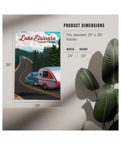 24x36 Inch Giclee Print, Lake Elsinore, California, Retro Camper on Road $28.49 Totes