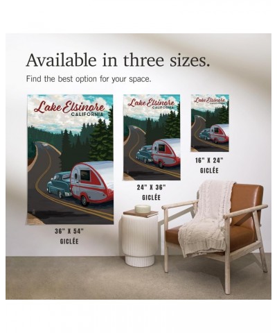 24x36 Inch Giclee Print, Lake Elsinore, California, Retro Camper on Road $28.49 Totes