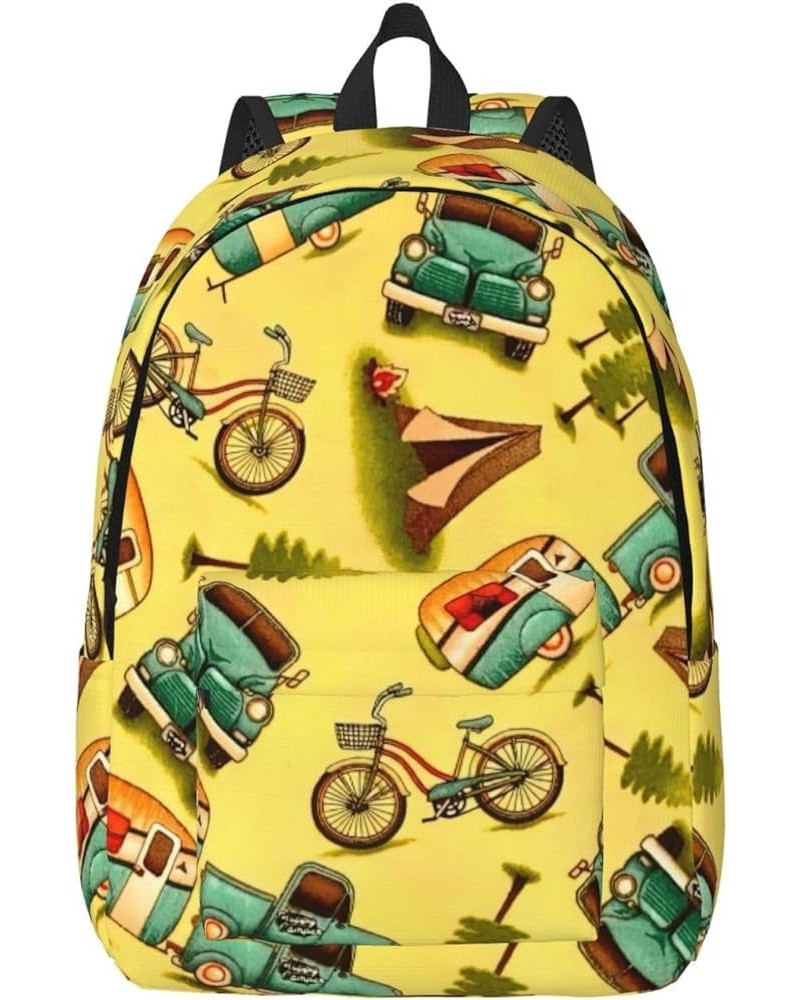 Car And Bicycle Print Casual Double Shoulder Daypack,Anti-Theft Travel Canvas Backpack For Men And Women Black Medium $21.84 ...