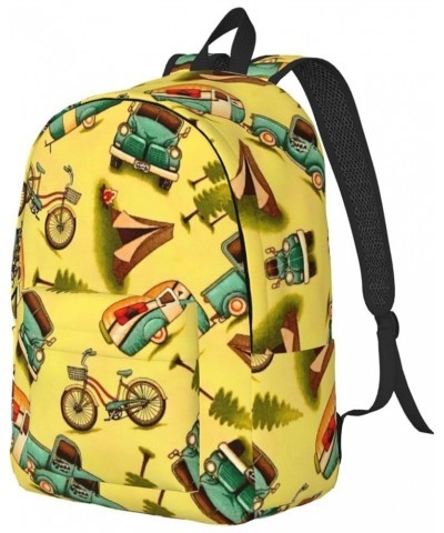 Car And Bicycle Print Casual Double Shoulder Daypack,Anti-Theft Travel Canvas Backpack For Men And Women Black Medium $21.84 ...