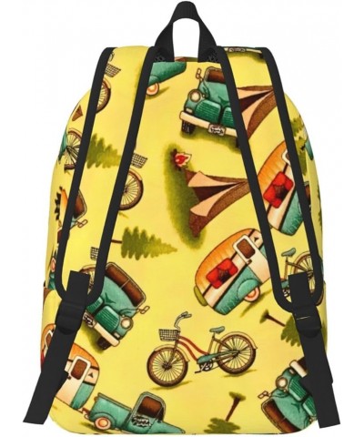 Car And Bicycle Print Casual Double Shoulder Daypack,Anti-Theft Travel Canvas Backpack For Men And Women Black Medium $21.84 ...