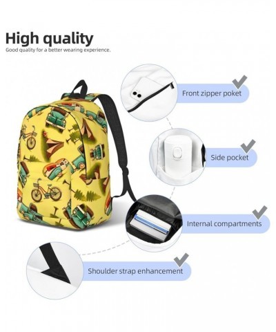 Car And Bicycle Print Casual Double Shoulder Daypack,Anti-Theft Travel Canvas Backpack For Men And Women Black Medium $21.84 ...